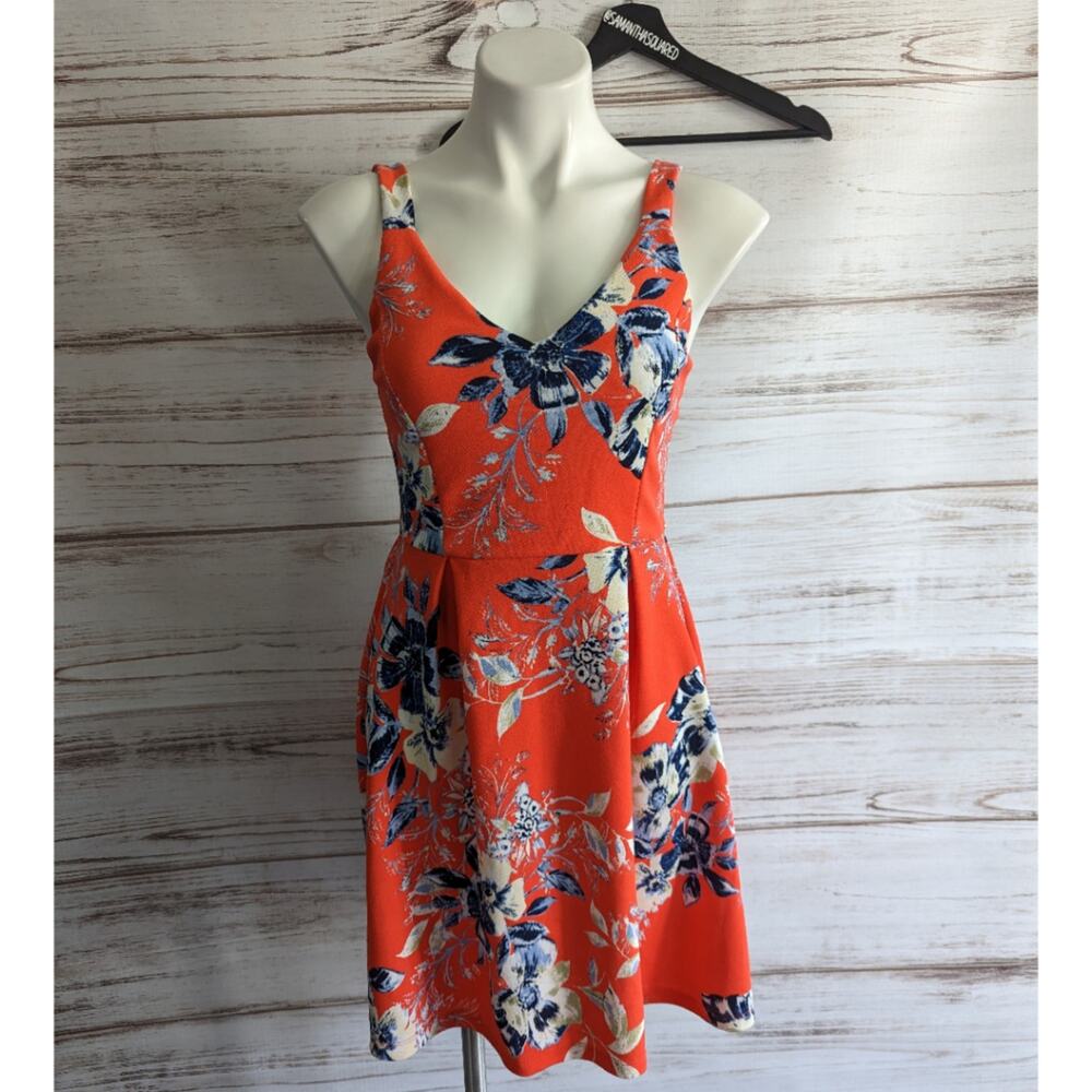 Le Lis Orange Floral Summer Sundress sz Small